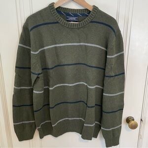 Lands' End Men's Striped Cotton Drifter Crewneck Sweater Size XL